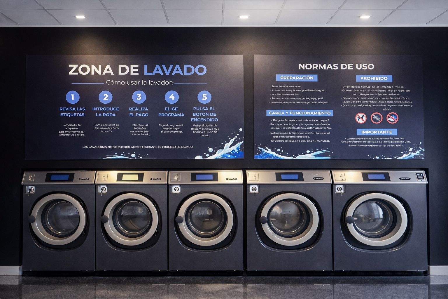 Lavandería autoservicio Lavamac Paiporta zona de lavado